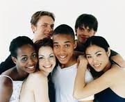 group of people posing with arms around each other